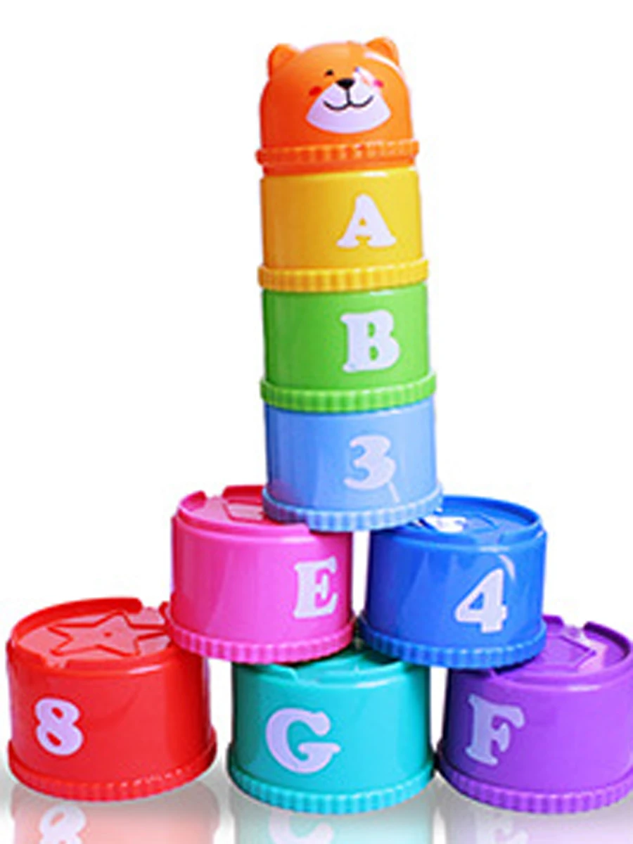 幼児のおもちゃ積層したカップアーリーラーニング教育玩具プラスチックカラフルな数文字スタックカップ赤ちゃんのおもちゃ 13 24 ヶ月 ソーティング ネスティング スタッキングトイ Gooum