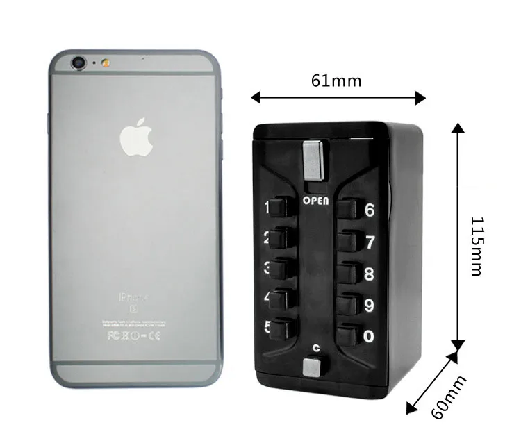 OSPON Wall Mount Key Storage Box Security Lock Zinc Alloy Safe Organizer Box With 10-digit Combination Password Fixing Screw (4)