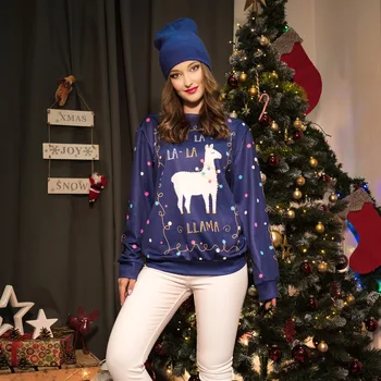 

Women/men casual O-neck loose hoodies 2018 Christmas season sweatshirts cute cartoon animal print women sweatshirt D508