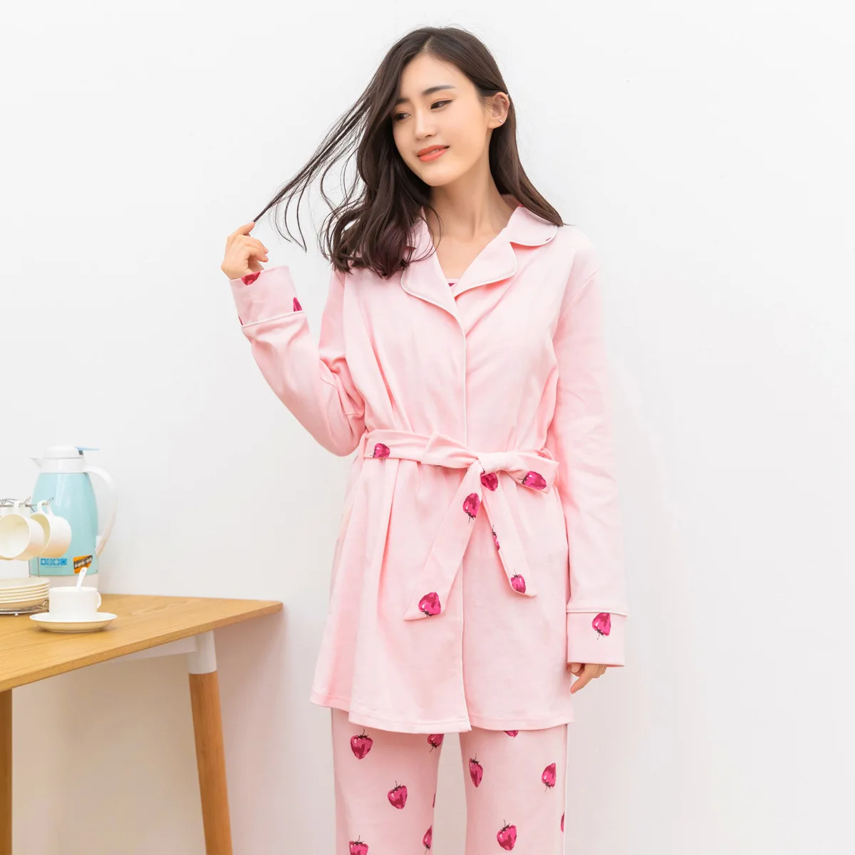2018 new autumn/winter breast-feeding clothes three-piece suit cotton maternity clothes   pregnancy sleepwear   nursing pajamas
