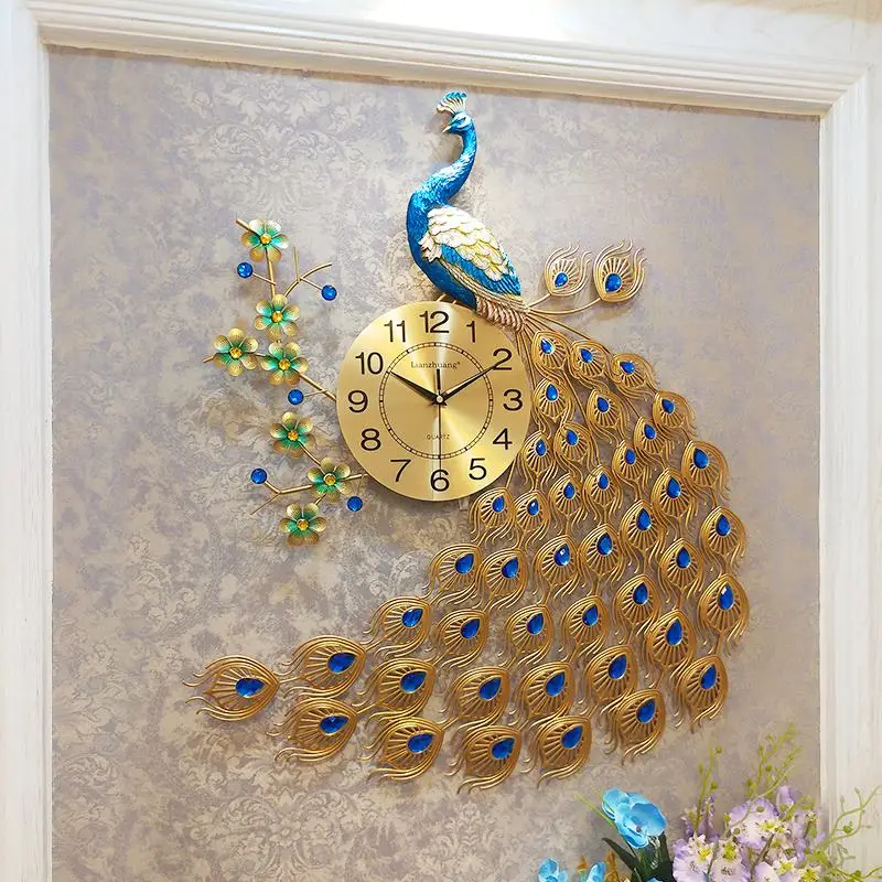 

Peacock Quartz Wall Clock European Modern Personality Creative Living Room Decorated Bedroom Silent Clock Wall Watch R1485