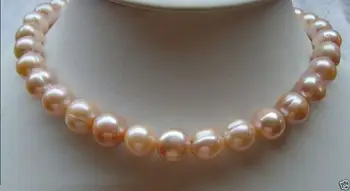 

HUGE 18"12MM NATURAL SOUTH SEA GENUINE GOLD PINK BAROQUE PEARL NECKLACE