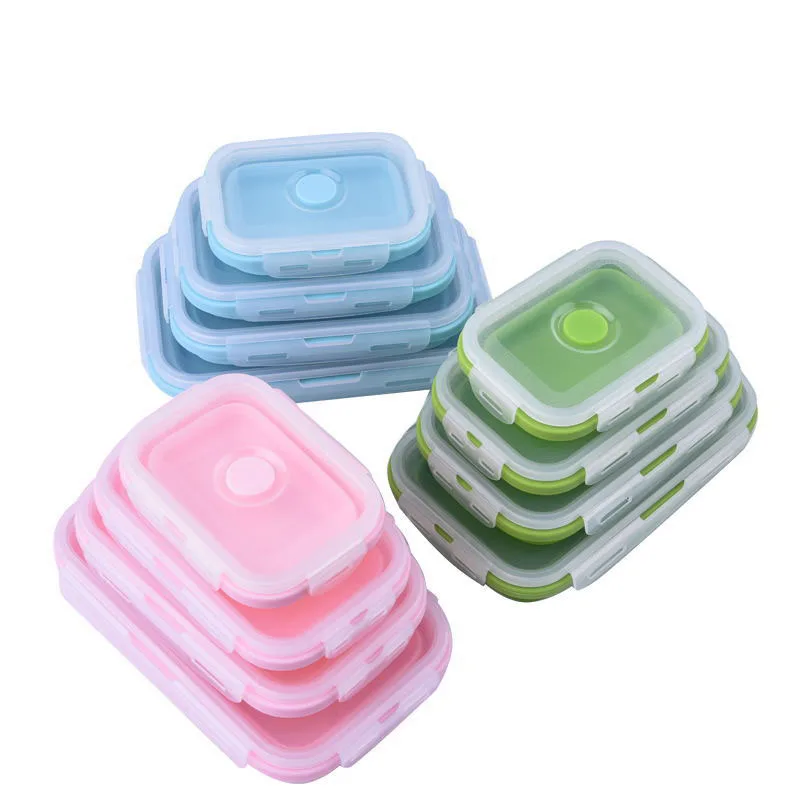 

Folding Bento Boxes Collapsible Food Container Lunch Box 350/500/800/1200ml Silicone Portable Eco-Friendly Seal Bowl Space Save