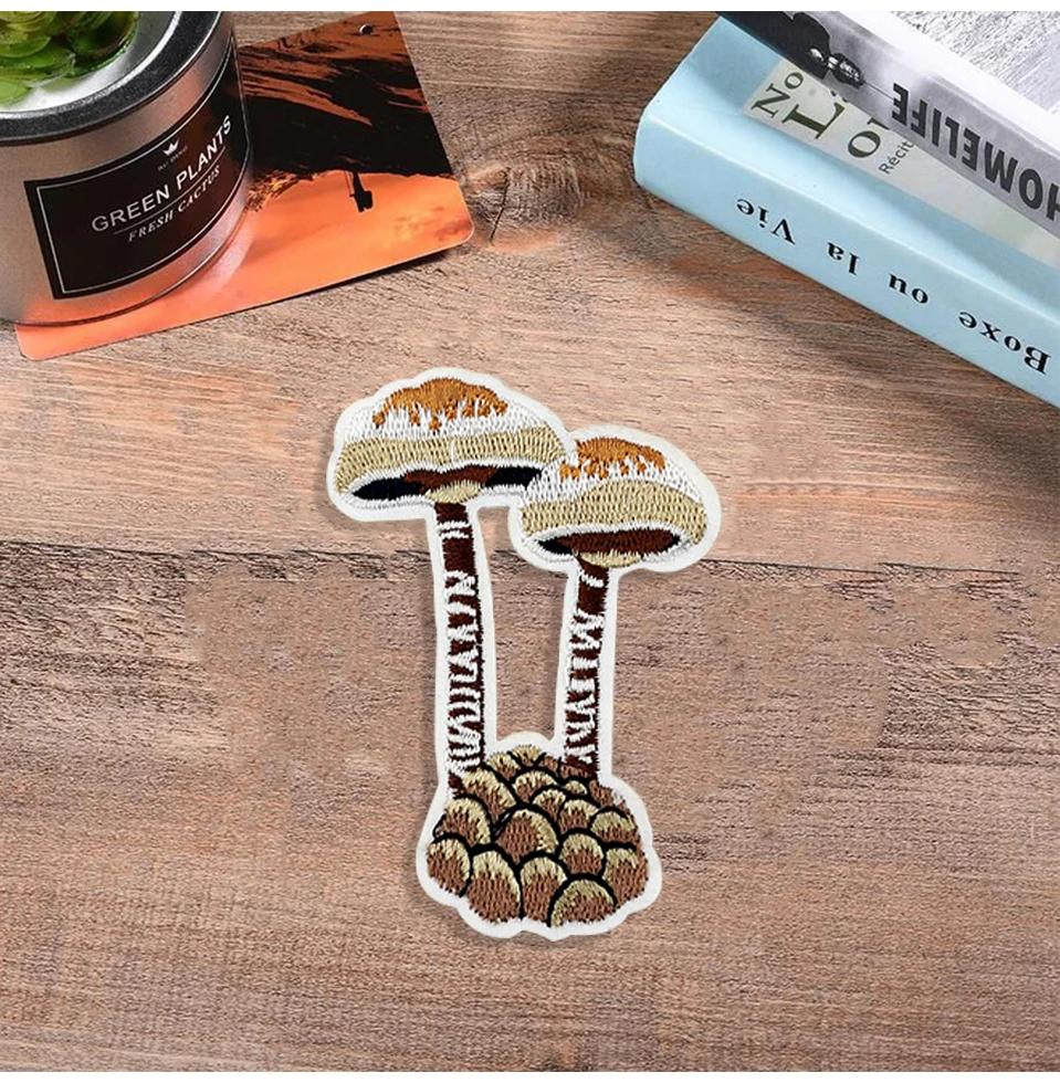 Iron On Patches Kids Cute DIY Stripe Mushroom Patch Small Size Embroidery Badges For Clothes Clothing Fabric Garment (10)