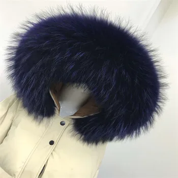 

Natural Real Raccoon Fur Collar Winter Women Warm Coat Genuine Fox Fur Collar Fashion Warm Raccoon Collar Scarves 75