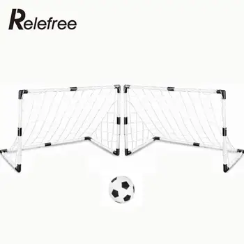 

Relefree DIY Children Sports Soccer Goals Train Garden Game 2 Football Gate White W/Ball