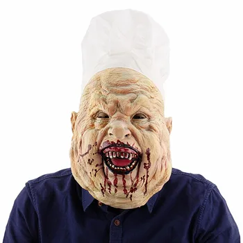 

Halloween Party Terror Chef Scary Clown Death Masks Props Bloody Butcher Mask Novelty Latex Rubber Creepy Head Mask Decorations