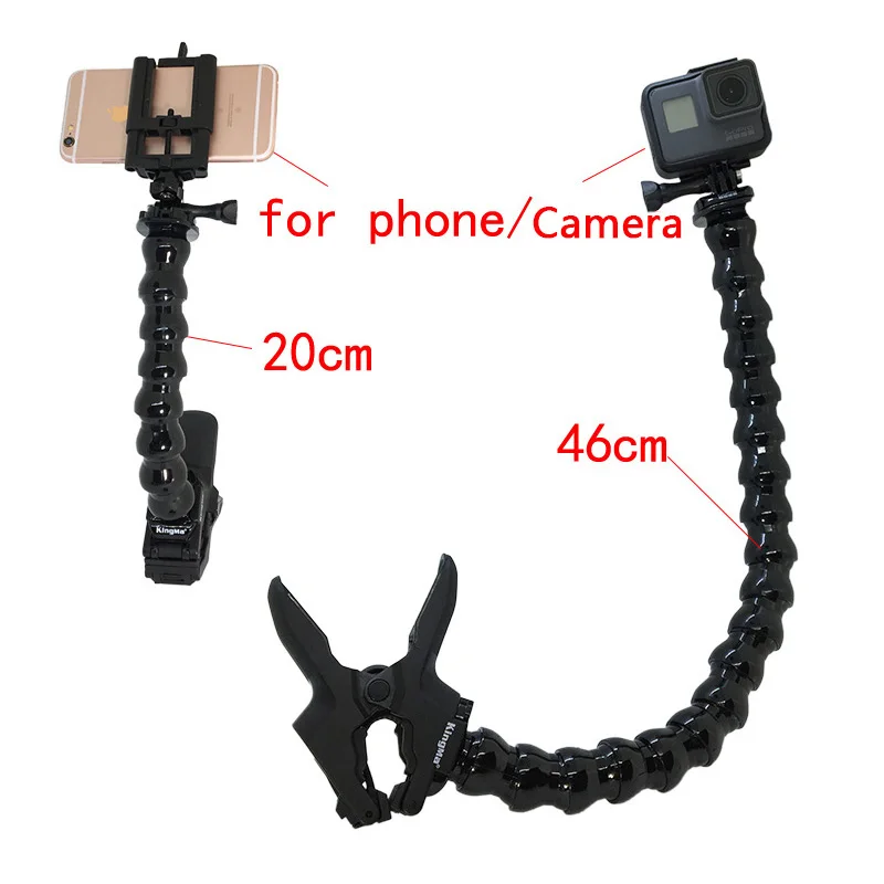 

Jaws Flex Clamp Mount and Adjustable Neck for iPhone Samsung Phone for GoPro Hero 7 6 5 4 SJCAM sj4000 Xiaomi YI 4K Sony Camera