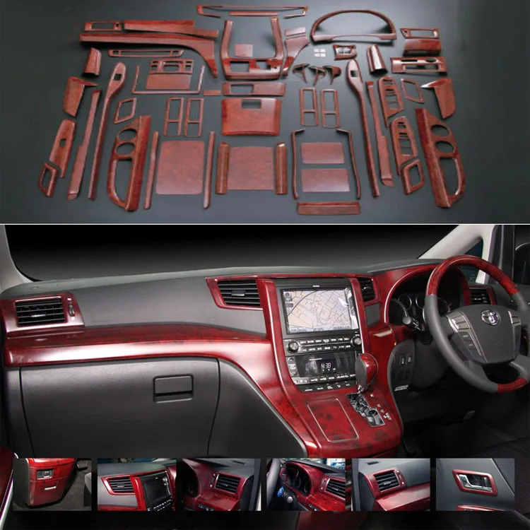 

Full Interior Wooden Frame Decoration Kit Dashboard Center Control Handle Outlet etc For Alphard Right Rudder 2008-2015