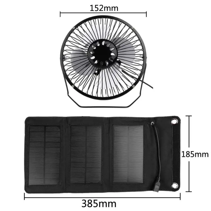 

6inch USB Solar Sensor Cooling Fan+5W Folding Solar Panel Bag Mobile Phone Charger for Dog House Greenhouse Chicken House