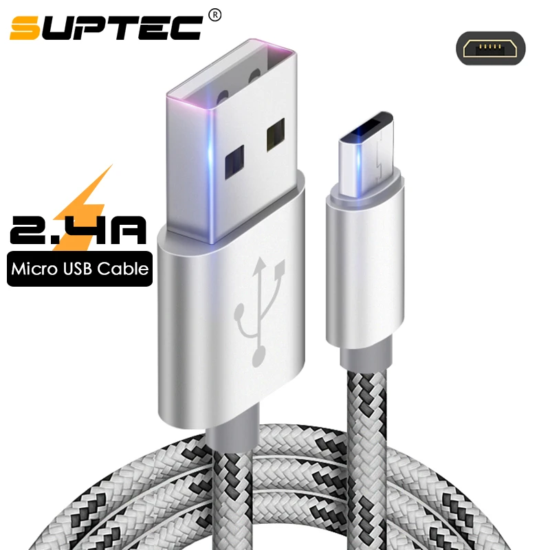 Adaptor Pengecasan Cepat Kabel USB Mikro SUPTEC untuk Samsung S7 S6 S5 J5 J7 Xiaomi Huawei ZTE Kabel Pengecas Data Telefon Android