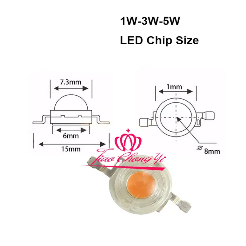 100 шт./лот 3 2 В 1 Вт полный спектр Led завод чип 400-840nm для DIY Крытый Растут | Лампы и