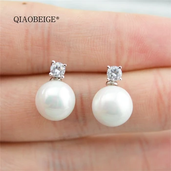 

QIAOBEIGE DIY Pearl Mountings, without pearl bead, Crown Designs Simple Fashion Gold Jewelry Stud Earrings For Women Accessory