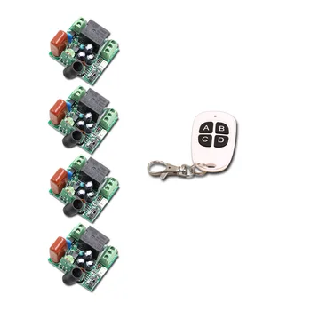 

AC 220V 1CH 10A Mini Relay RF Wireless Remote Control Switch Wireless Light Switch 4PCS Receiver + 2PCS Transmitter 315/433Mhz