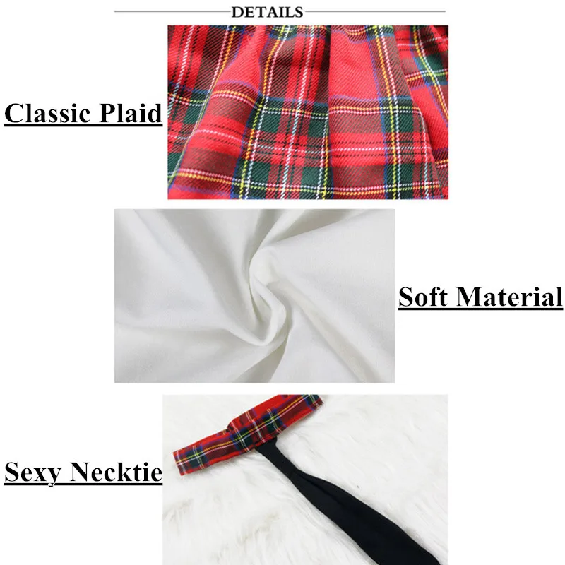 Женское сексуальное ролевое нижнее белье для игр, школьная форма, Эротическое нижнее белье, студенческий костюм для косплея, клетчатая плиссированная юбка+ топ+ галстук