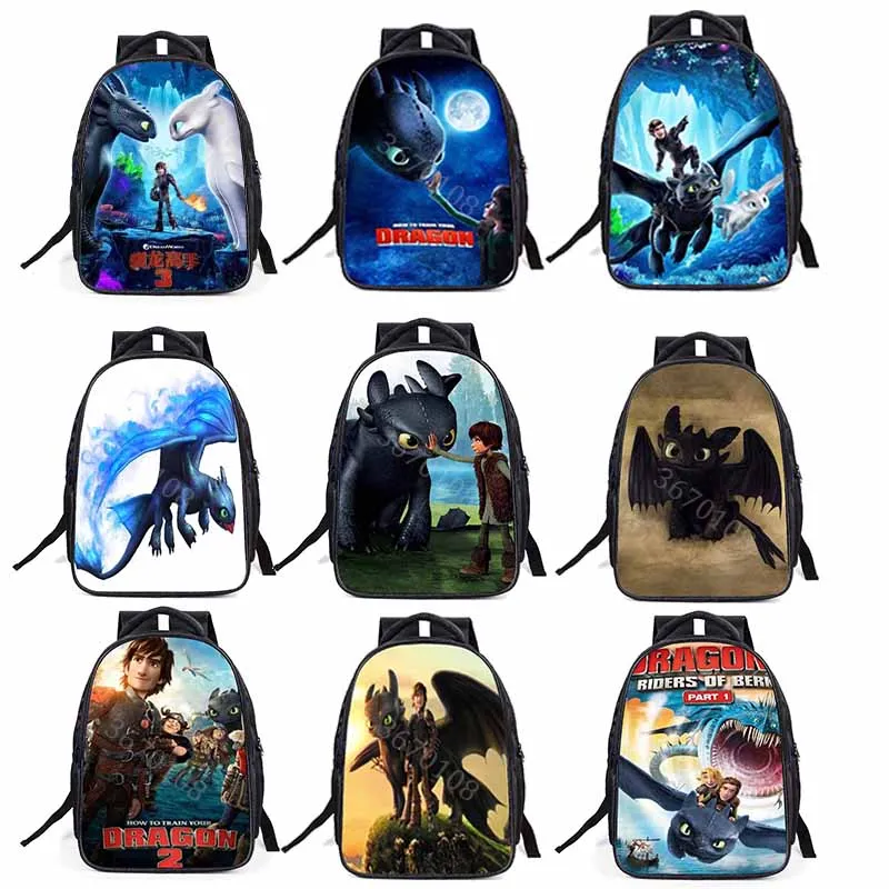 

How to Train Your Dragon 3 Toothless light Fury Anime Night Fury Primary school student Backpack Big capacity burden backpack