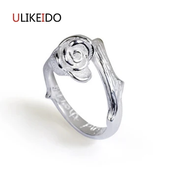 

100% Pure 925 Sterling Silver Jewelry Rose Rings Wide Version Men Signet Ring For Women Special Flower Christmas Gift 1077