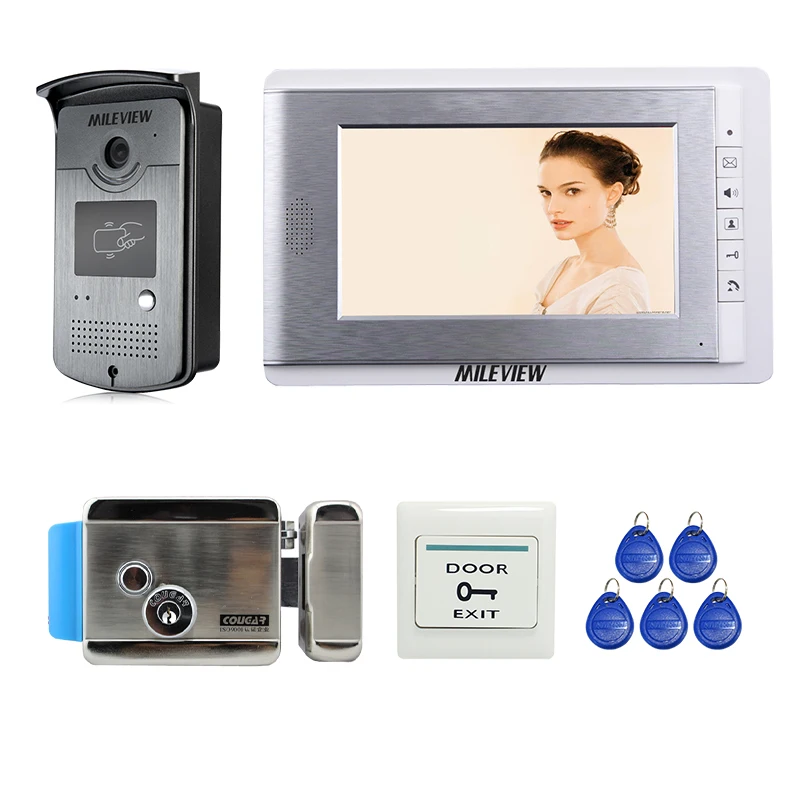

Brand New Wired 7 inch Monitor Video Door Phone Intercom System + RFID Access Camera + Electric Control Door Lock FREE SHIPPING