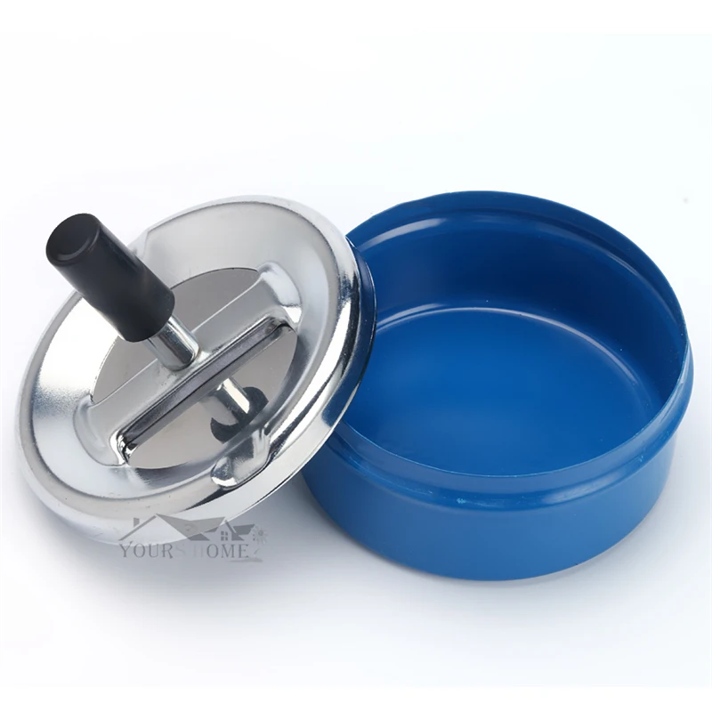 Черный круглый Push вниз пепельница металла SpinningTray легко чистить черный цвет Air Tight бар аксессуары