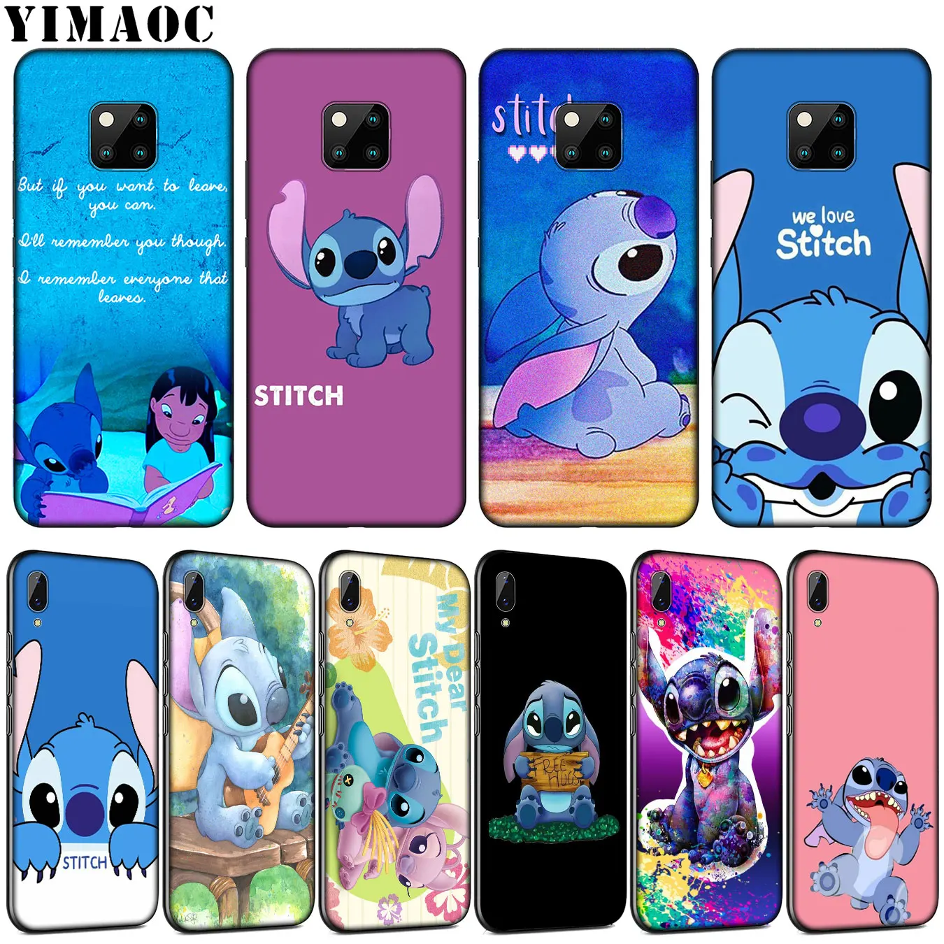 

YIMAOC Cute Lilo Stitch Cartoon Soft Silicone Phone Case for Huawei Mate 30 20 10 Pro Lite Nova 5I 4 3i 3 2i 2 Lite Black Cover