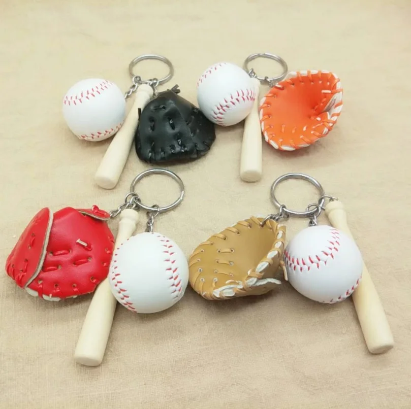 Mini Baseball Keychain Bag Charm Woman Men Kids Key Ring Gifts Baseball