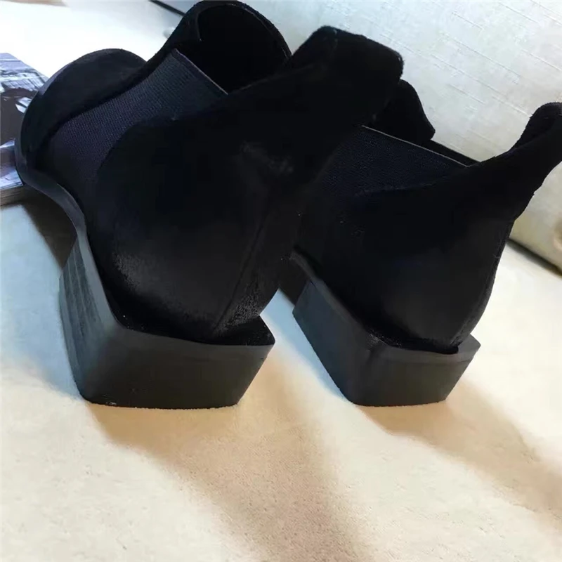 Suede Leather Women Ankle Boots Slip on Platform Motorcycle Ankle Boots Winter Wedges Shoes Woman Street Style Chelsea Boots 40