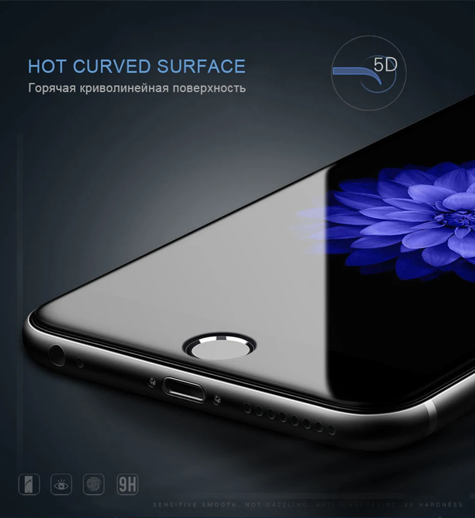 5D пленка для полного покрытия изогнутое стекло для iphone 6 6s 7 8 plus закаленное стекло для iphone X XR XS MAX защита экрана