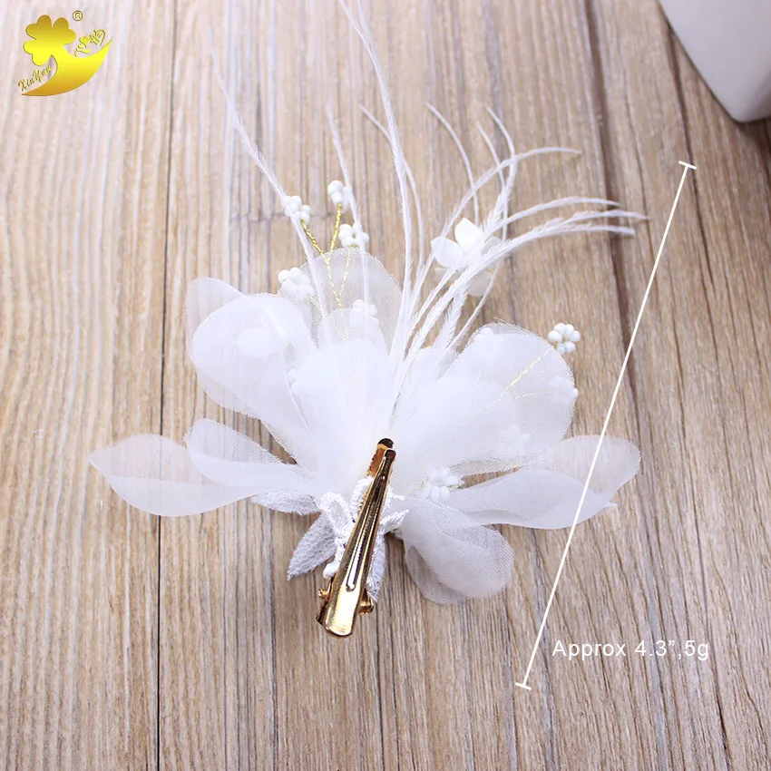 Xinyun Красивая Цветущая белая заколки-перья для волос модные свадебные подарочные стразы жемчужные хрустальные женские свадебные аксессуары для волос