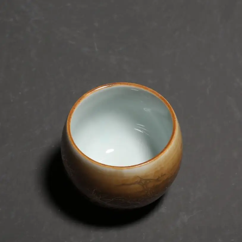 Tea Cup 100ML Outline In Gold Master Cup Pigmented Kung Fu Ceramic Glaze