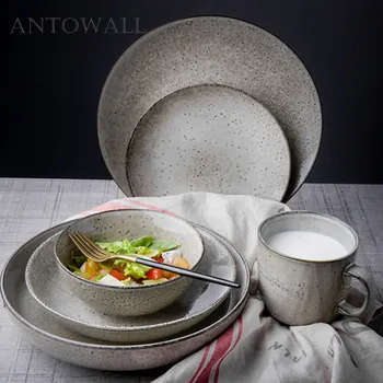 

ANTOWALL Ceramics restore flame dishes, fruit plates, vintage bowl dish sets salad bowl dish mug Tableware set