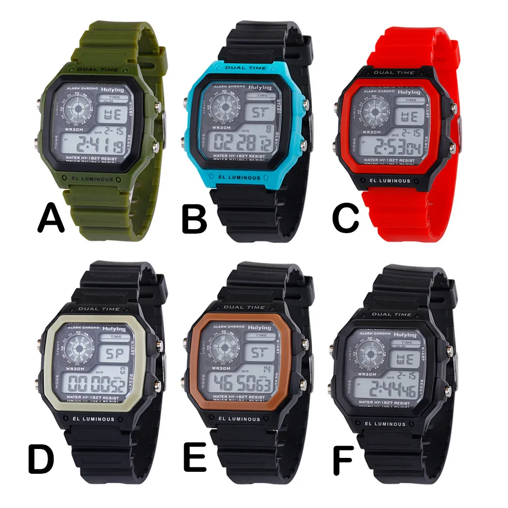 Wo мужские часы reloj mujer, водонепроницаемые, с двойным временем, мужские, многофункциональные, светодиодный, электронные, спортивные часы