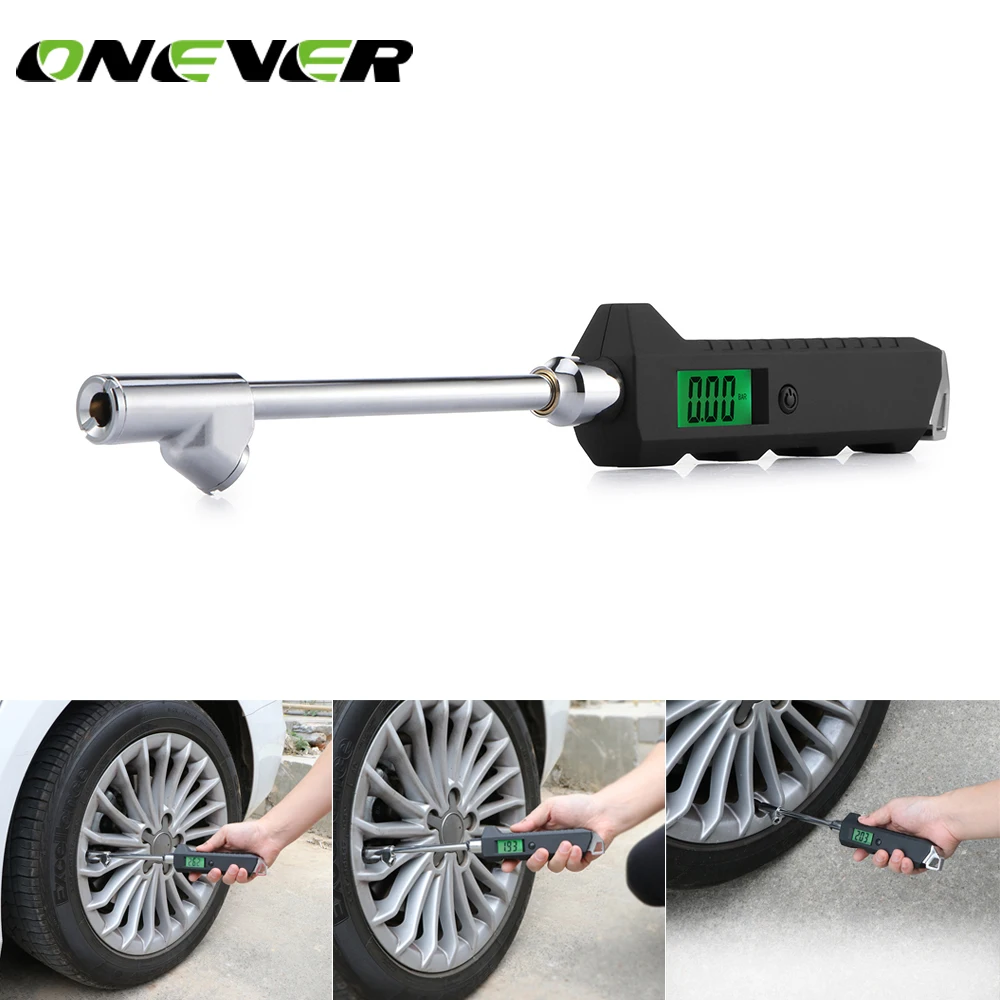 Onever Readable LCD Backlight Digital Tire Pressure Gauge Dual Head