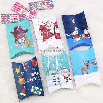 

Merry Christmas Candy Gift Boxes Deer&Xmas Tree Guests Packaging Boxes Gift Bag Christmas Party Favors Kids Gift Decor Pillow