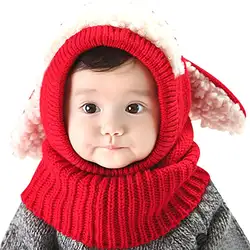 Детский милый Вязаный плащ мантия шарф модный ушной Бандаж с накладкой