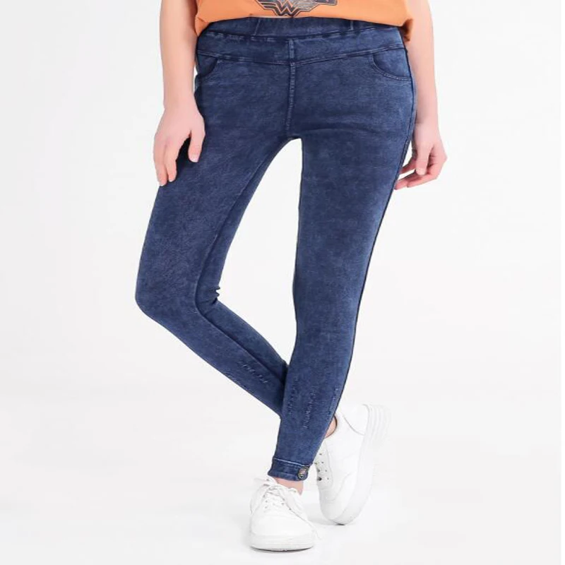 

Babbytoro Leggings Women Fake Jeans Jeggings Pants Lady High Waist 5XL 4XL M Plus Size Sand Wash Black Blue Elastic Skinny
