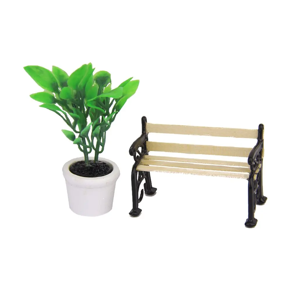 

Best Sale 1/24 Dollhouse Miniature Garden Patio Furniture Park Bench