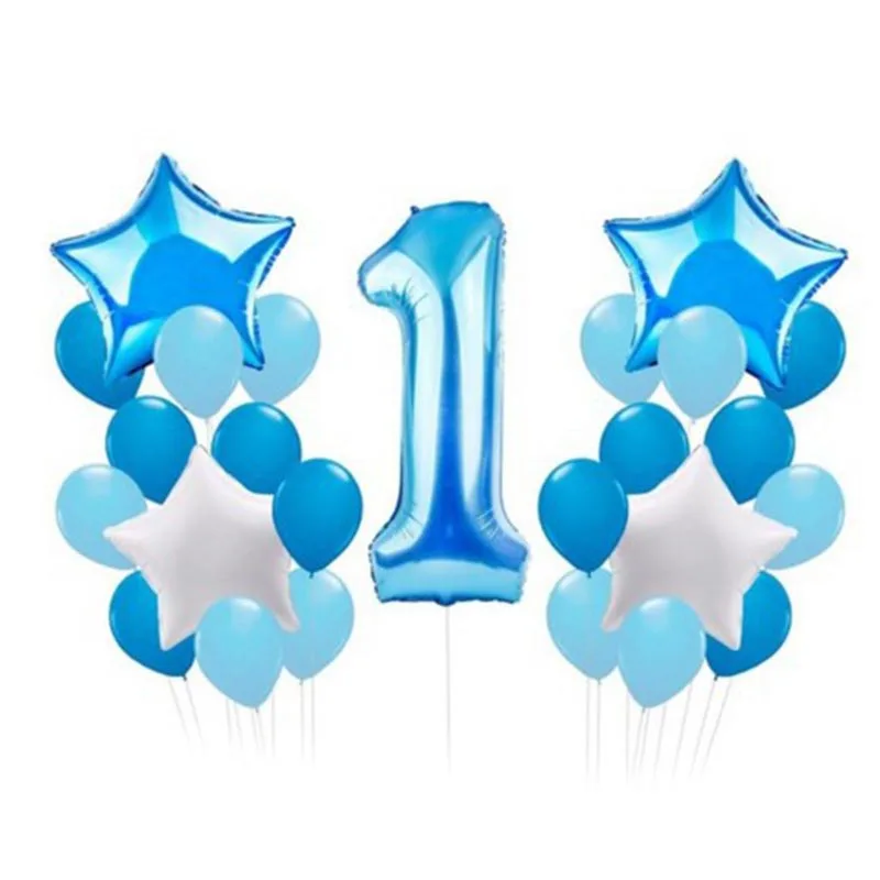 

25 Pcs First Birthday Inflatable Toys Party Decoration Balloons Baby Boy Girl Balloons Pentagram Balloon AN88
