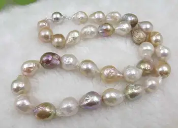 

Jewelry Pearl Necklace rainbow purple 10-12mm Cultivation FURROW Kasumi pearl necklace ball 925 Silver clasp Free Shipping