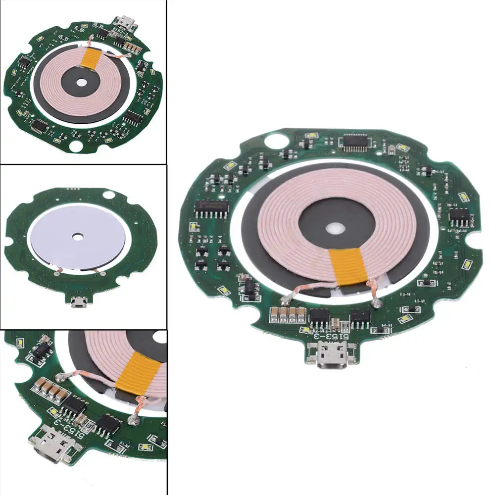 DIY 10 Вт 9 В/2A Micro USB Qi Быстрый модуль беспроводного зарядного устройства PCBA печатная плата катушка модуль круглая зарядка аксессуары для iphone X