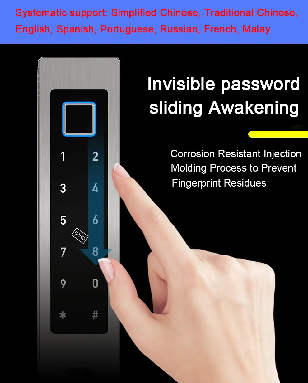 CARDORIA отпечаток пальца умный дверной замок, цифровой пароль биометрический электронный замок, код/ключ/карта 5 в 1 замок для домашнего офиса