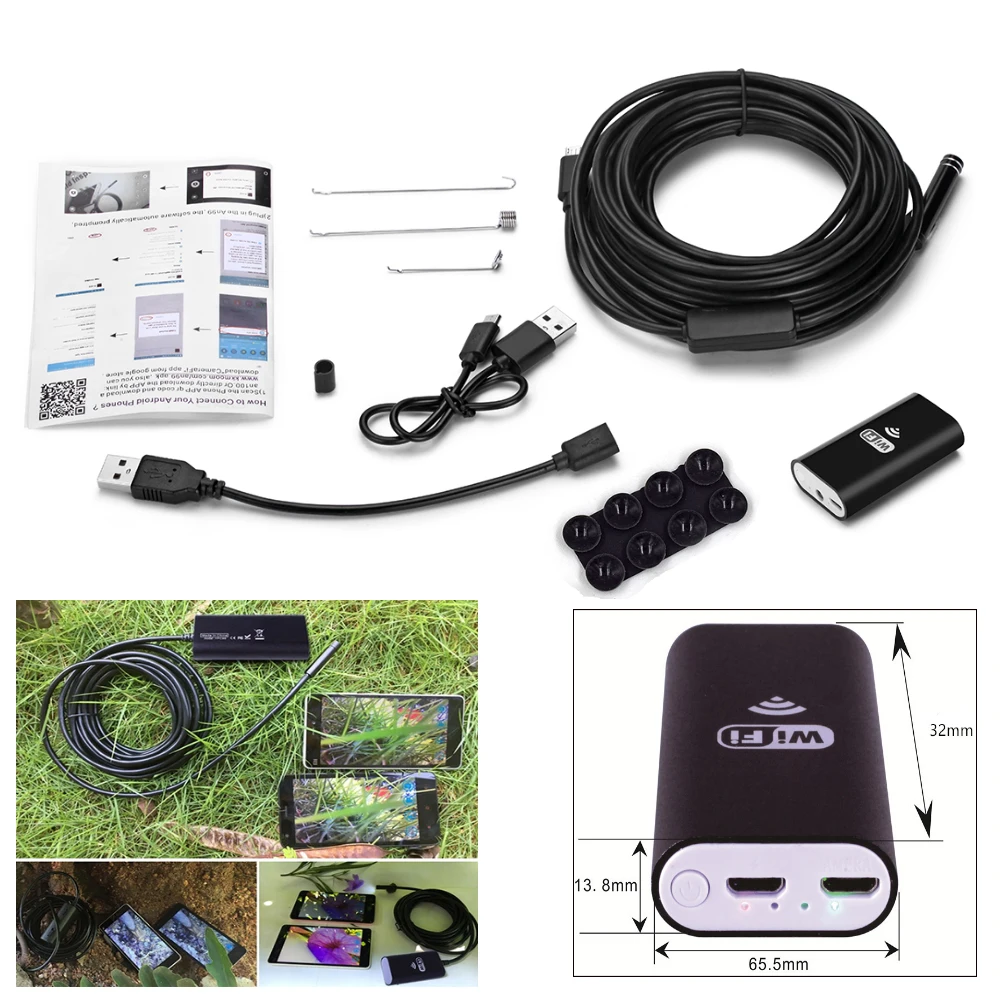 Камера Эндоскоп Chanseon 8 мм Wi Fi IOS мини камера HD 720P Бороскоп водонепроницаемая