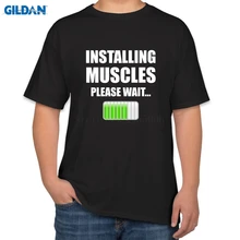 Original Tshirts Big Size Installing Muscles Please Men T Shirt Funny Casual Fit Casual T-Shirt Mens Fashion Tops Tees Top