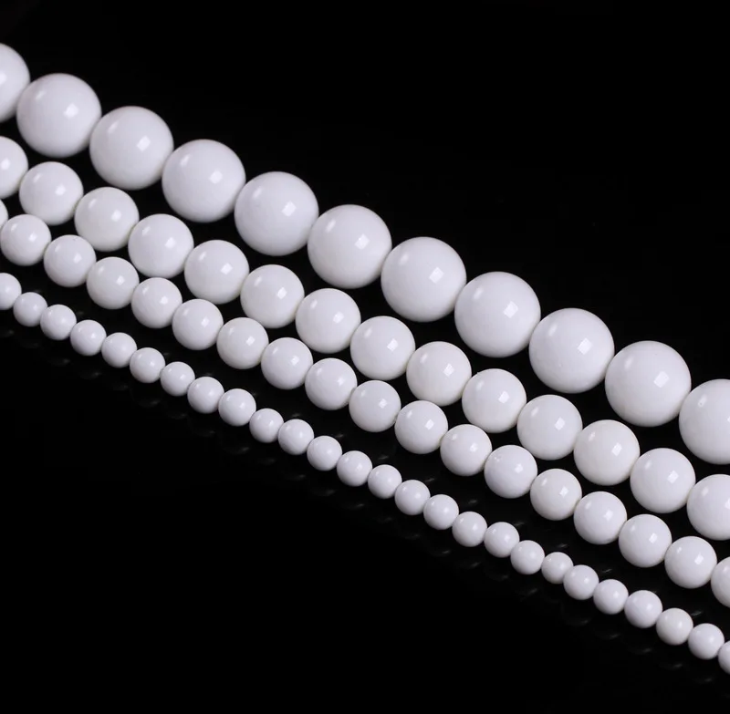 

Top quality Natural Stone Tridacna beads Round white Loose bead ball 4/6/8/10/12MM Handmade Jewelry bracelet making DIY