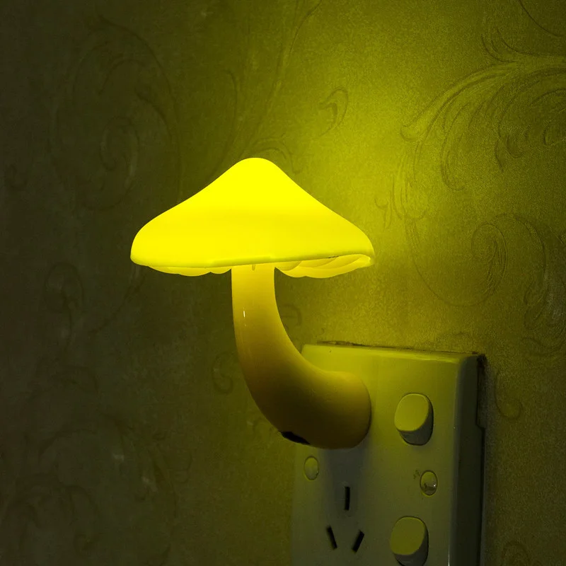 

Hot Selling Light-controlled Sensor EU US Plug LED Night Light Mushroom Wall Socket Lights Lamp for Bedroom Home Decoration