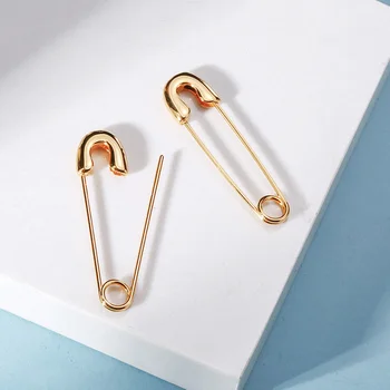 

Women's Stylish Golden Stainless Steel Safety Pin Stud Earrings with Opens and Hooks Closed Jewelry Womens Accessories