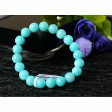 Discun Высокое качество Натуральная Перу синий Амазонит стрейч готовой бисером браслет круглые свободные бусины 9 мм