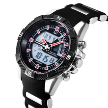 Venta caliente ASJ Luxury Brand Hombres Reloj Deportivo Multifunción de Retroiluminación LED Digital de Cuarzo de Silicona Relojes Militares 3ATM Impermeable