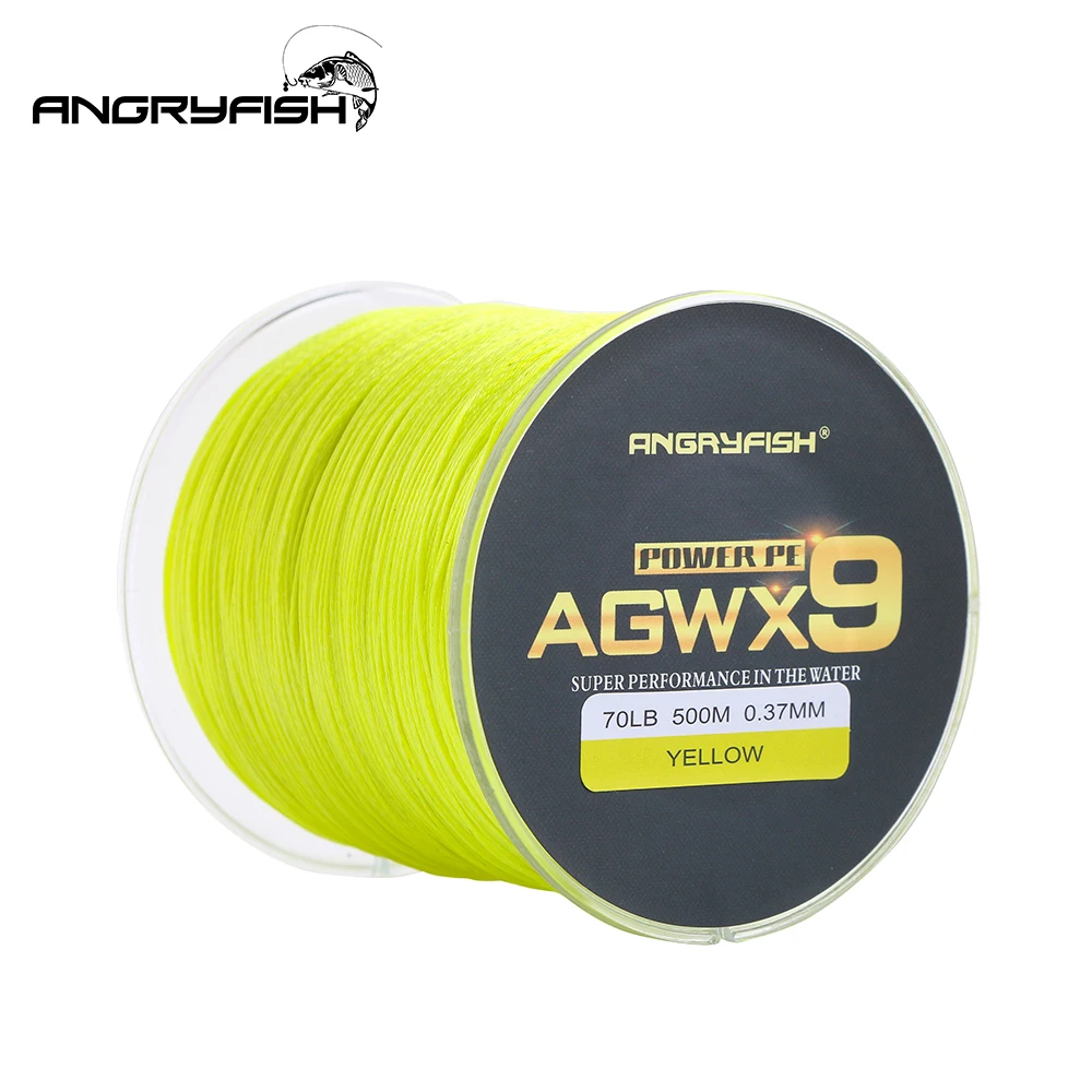 ANGRYFISH 9 Strands Weaves Braided 500M Fishing Line Super Strong PE Line 15LB-100LB
