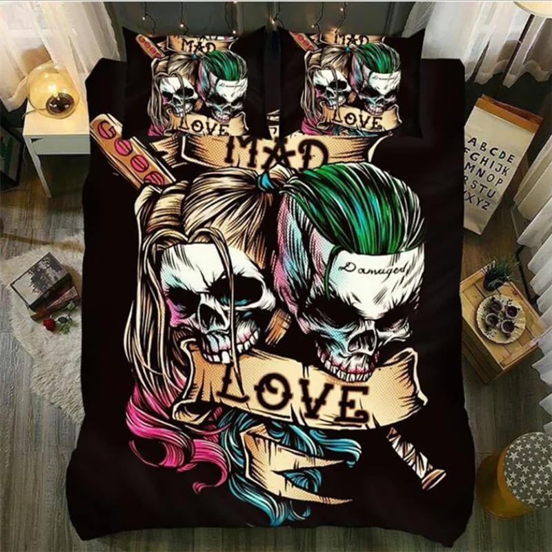 

Fanaijia 3d sugar Skull Bedding Sets luxury skull Duvet Cover set Bed bedline queen size bed set