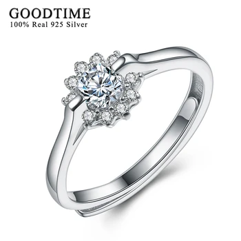 

GoodTime Flower Zircon Ring Women Fashion Luxury Engagement Jewelry 925 Sterling Silver Female Wedding Finger Rings for Friends